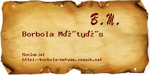 Borbola Mátyás névjegykártya
