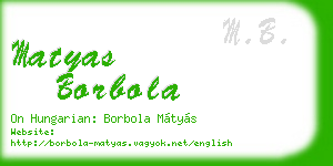 matyas borbola business card